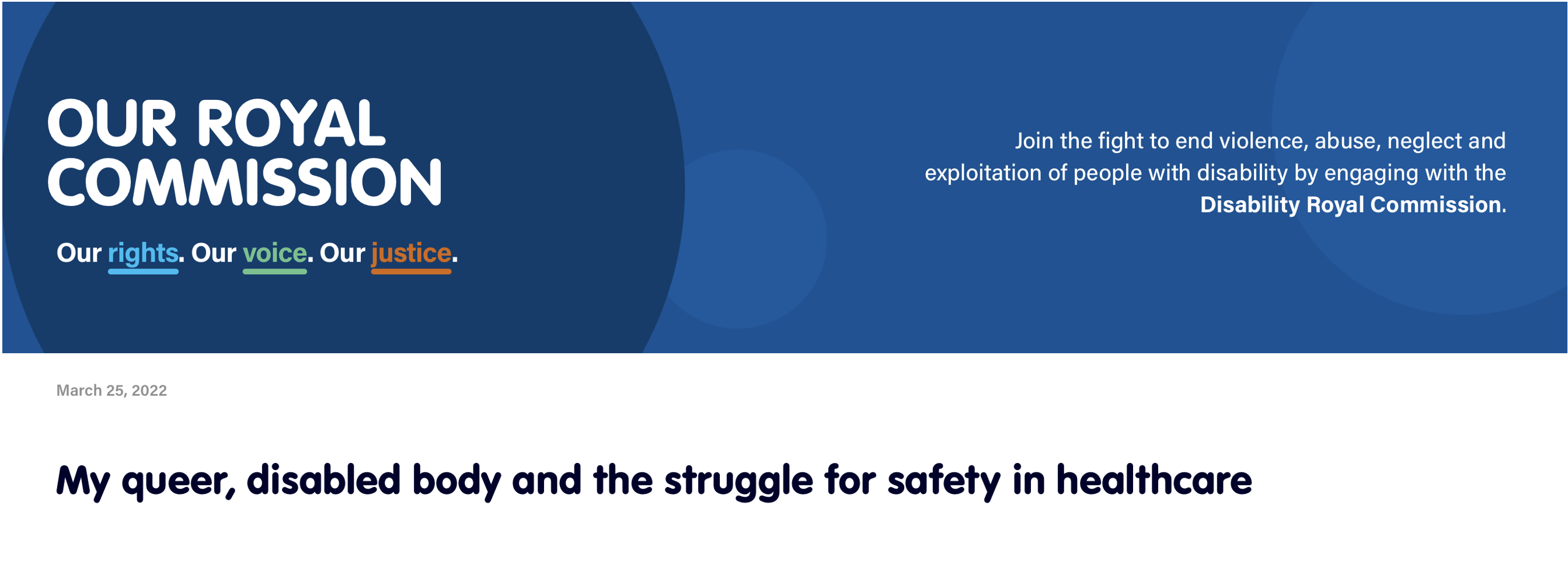 Screenshot of webpage. Blue banner with dots has the text